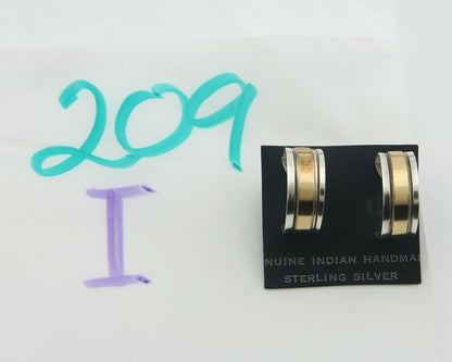 Navajo Hoop Earrings 925 Silver & Gold Native American Artist C.80's