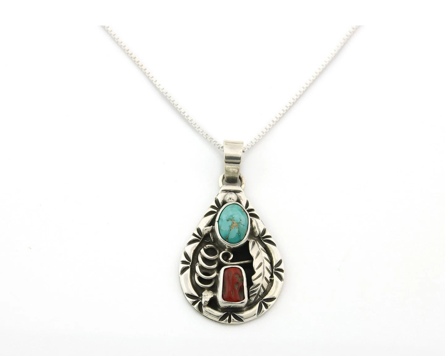 Navajo Necklace Sterling Authentic Gemstone Traditional Signed Teepee