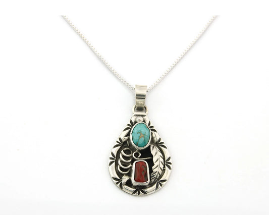 Navajo Necklace Sterling Authentic Gemstone Traditional Signed Teepee