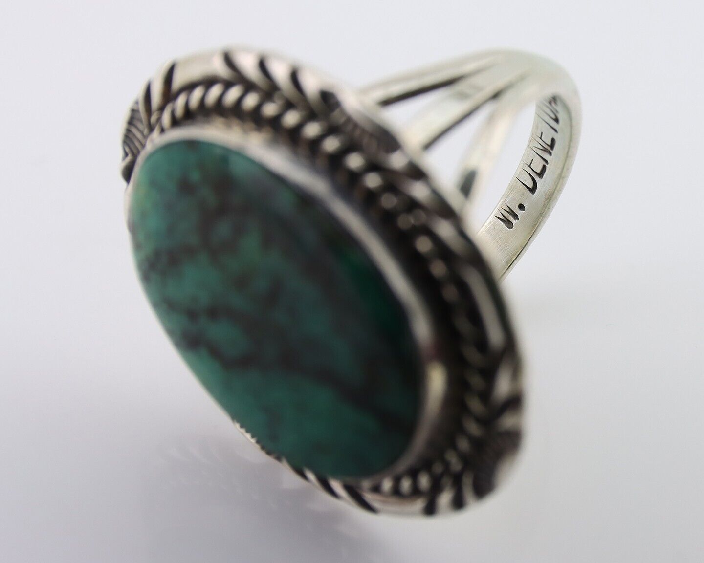 Navajo Ring 925 Silver Turquoise Signed William Denetdale Size 6.5 C.80's