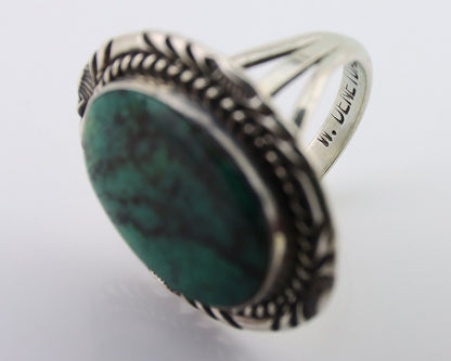 Navajo Ring 925 Silver Turquoise Signed William Denetdale Size 6.5 C.80's
