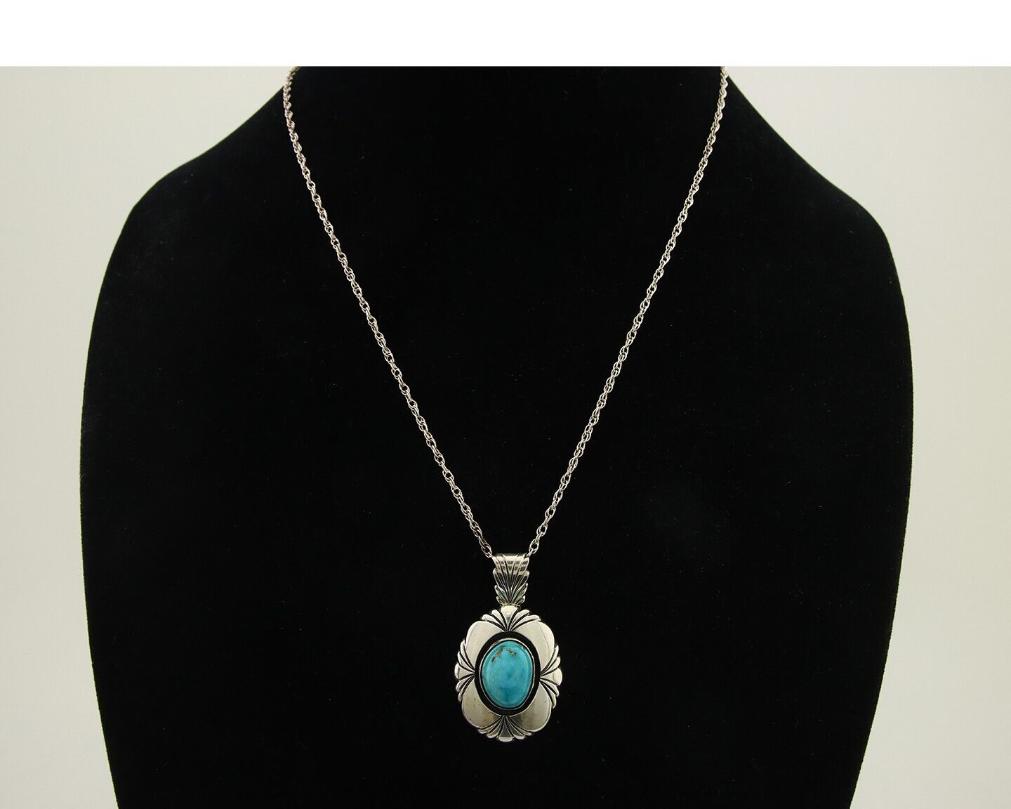Navajo Necklace 925 Silver Natural Turquoise Artist Signed Kee C.80's
