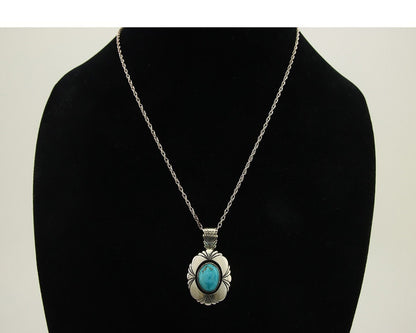 Navajo Necklace 925 Silver Natural Turquoise Artist Signed Kee C.80's