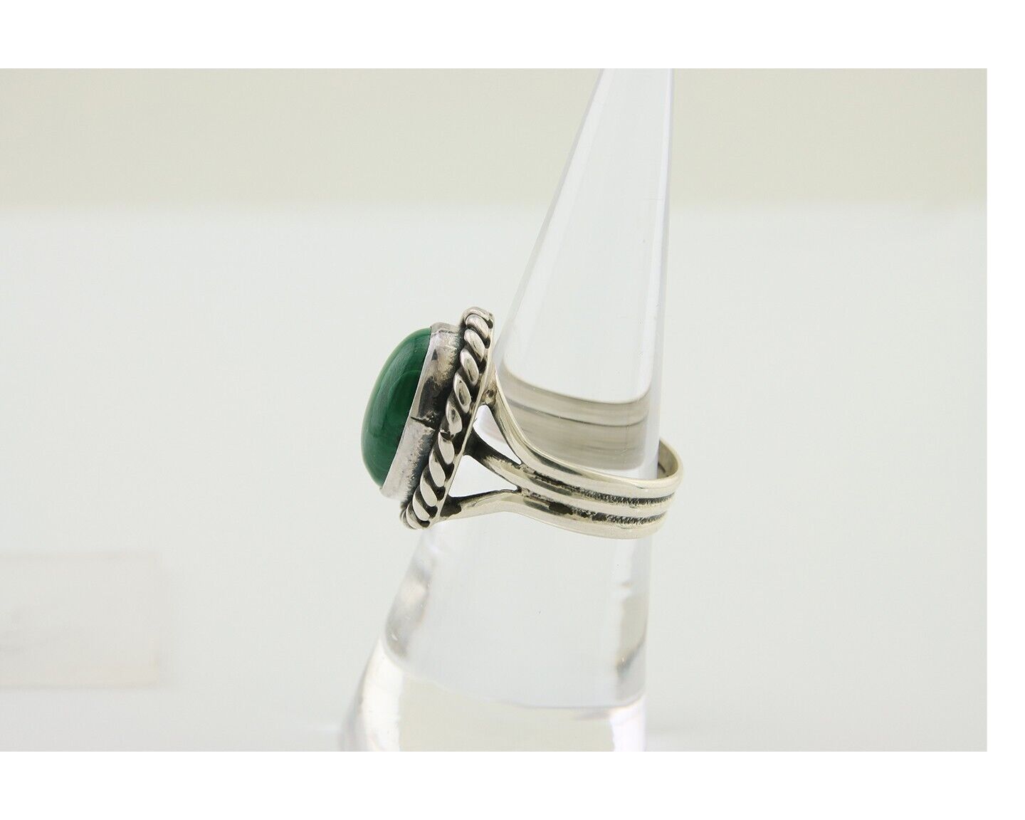 Navajo Ring 925 Silver Natural Malachite Native American Artist C.80's