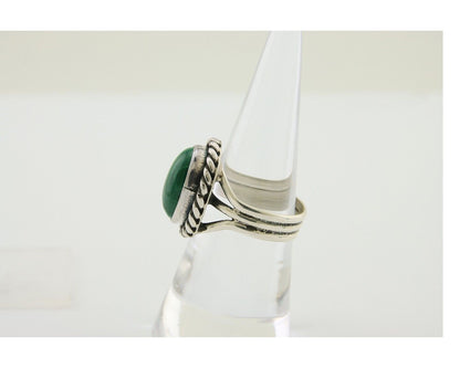 Navajo Ring 925 Silver Natural Malachite Native American Artist C.80's