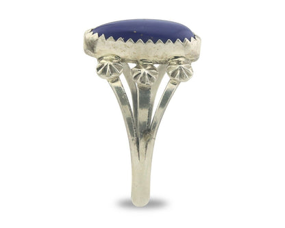 Navajo Ring 925 Sterling Natural Lapis Handmade Native Artist C.80's