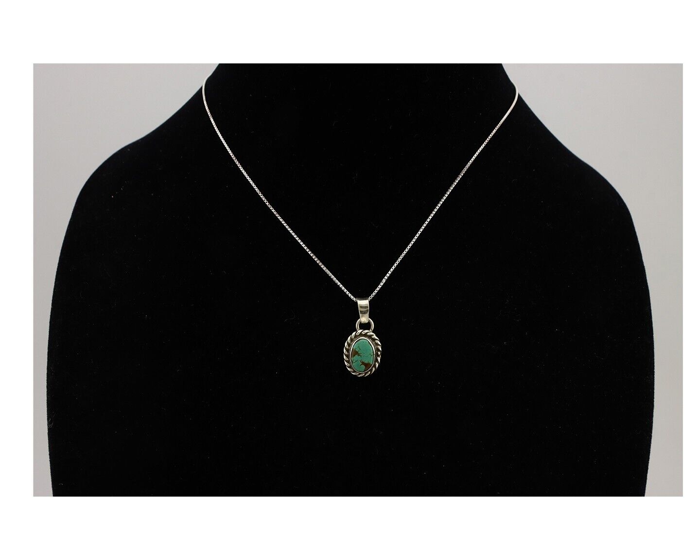 Navajo Necklace 925 Silver Natural Kingman Turquoise Native Artist C.2008