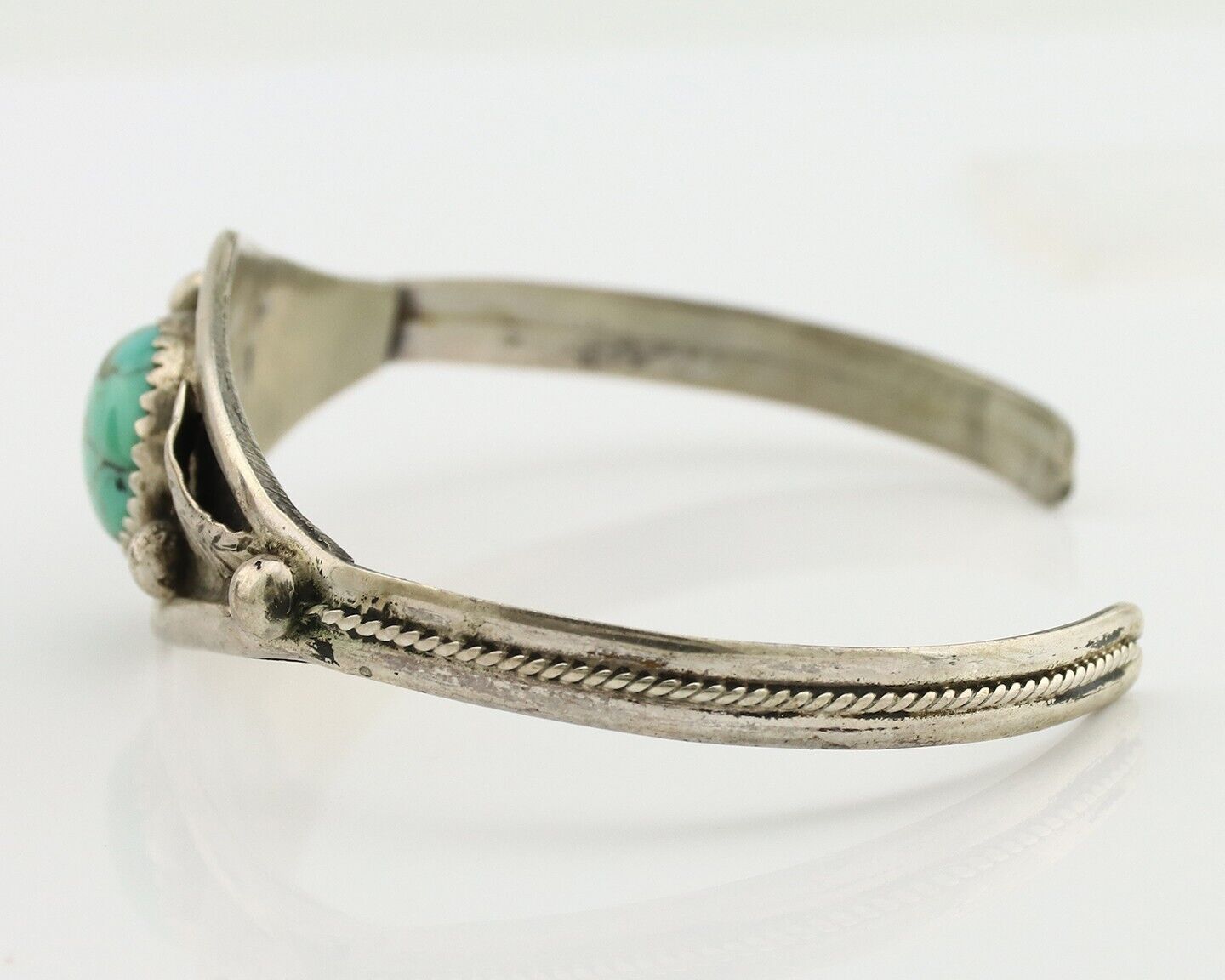 Navajo Bracelet 925 Silver Spiderweb Turquoise Native American Artist C.80's