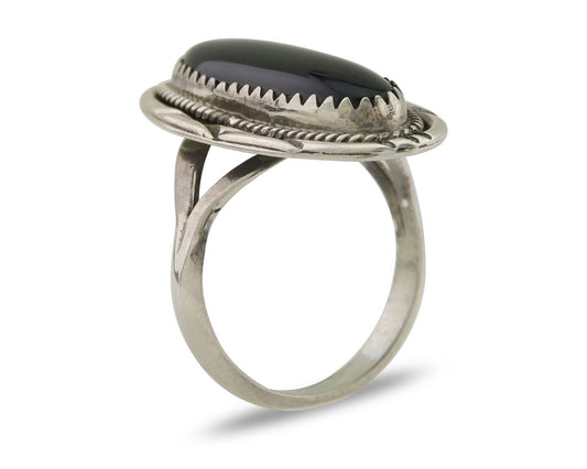 Navajo Handmade Ring 925 Silver Black Onyx Native American Artist C.80's
