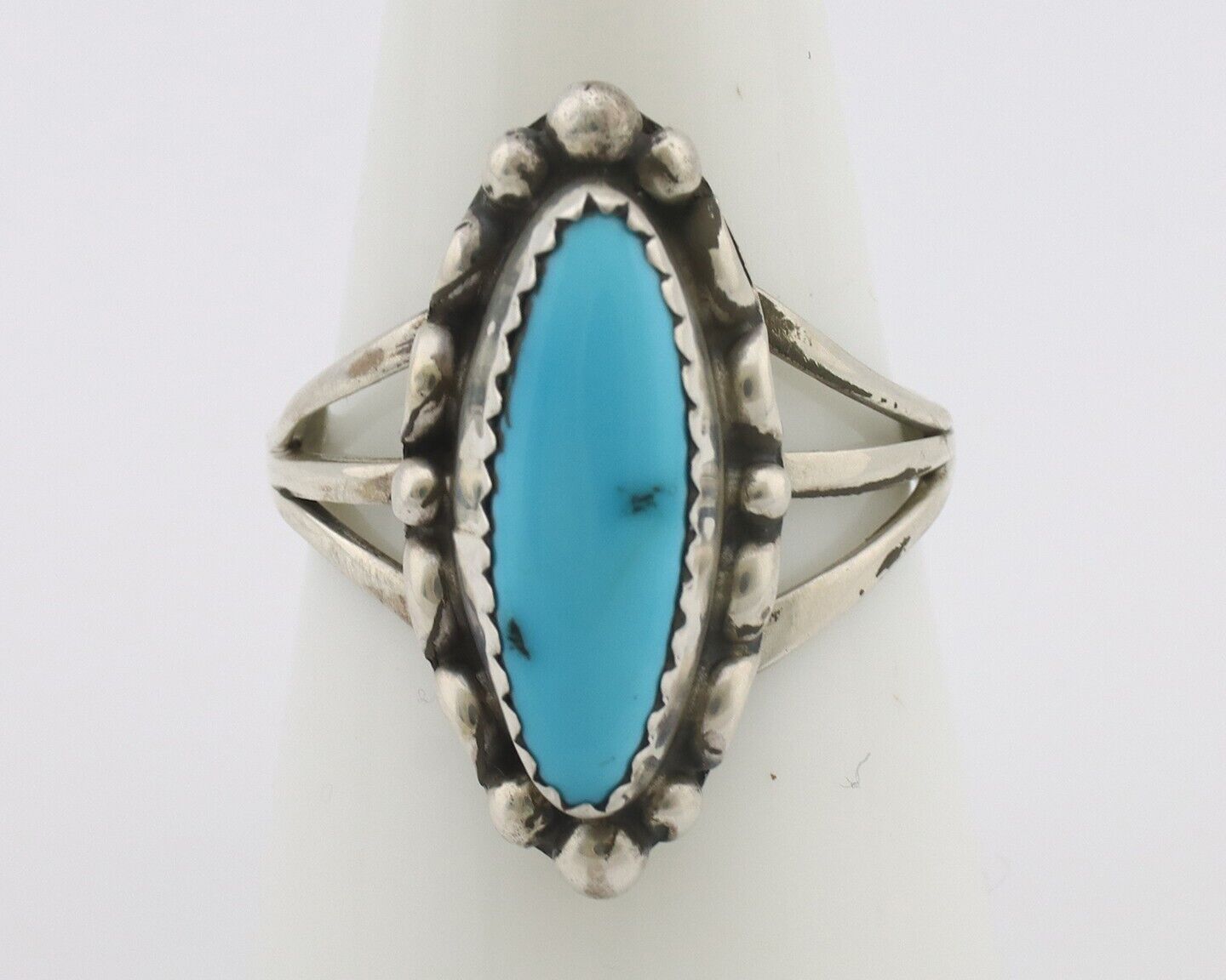Navajo Ring .925 Silver Sleeping Beauty Turquoise Signed SkyStone Creations C80s