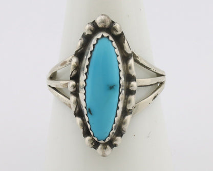 Navajo Ring .925 Silver Sleeping Beauty Turquoise Signed SkyStone Creations C80s