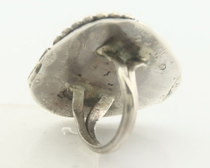 Navajo Ring 925 Sterling Turquoise Handmade Native Artist C.80's Size 5.5