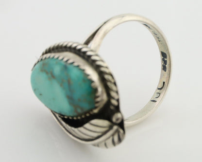 Navajo Ring 925 Silver Blue Kingman Turquoise Native American Artist C.80's