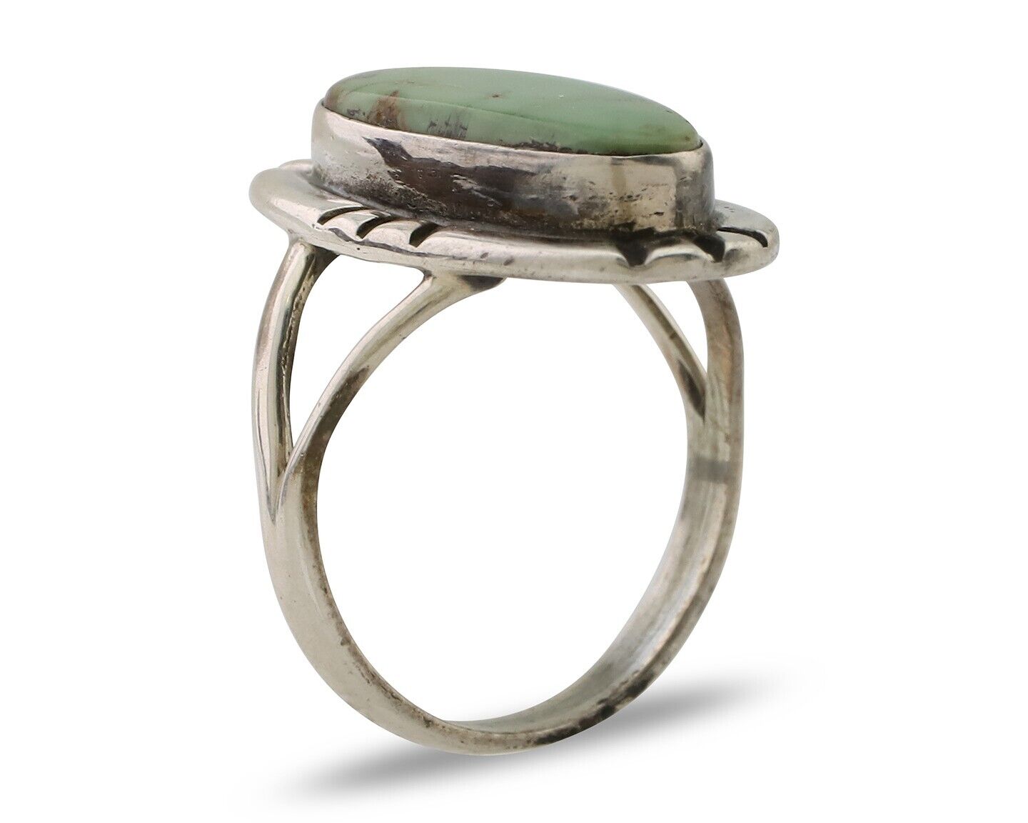 Navajo Handmade Ring 925 Silver Green Turquoise Artist Signed Kachina C.80's