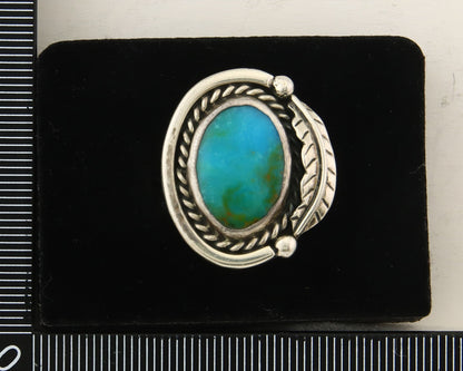 Mexican Handmade Ring 925 Sterling Natural Mined Turquoise C.80's Size 8.0