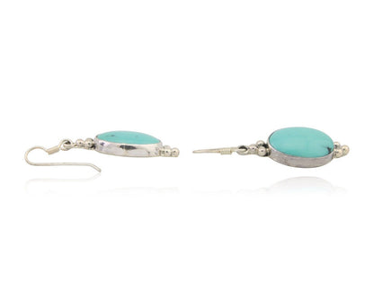 Navajo Dangle Earrings 925 Natural Turquoise Native Inca Mfg C.80's