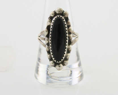 Navajo Handmade Ring 925 Silver Black Onyx Artist Signed SC C.80's