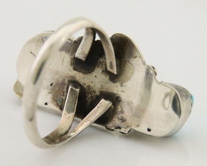 Navajo Ring 925 Silver Natural Blue Turquoise Native American Artist C.80's
