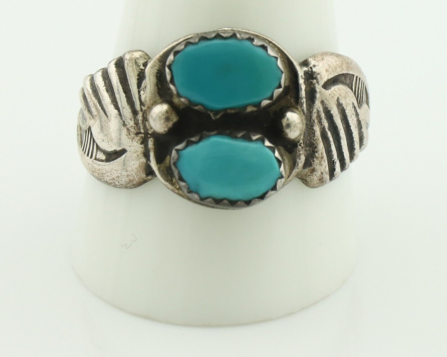 Zuni Ring .925 Silver Natural Sleeping Beauty Turquoise Native Artist C.80's