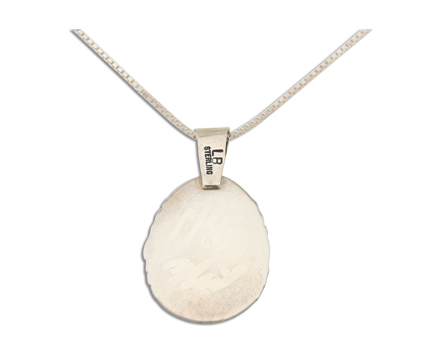 Navajo Necklace 925 Silver Spiderweb Turquoise Artist Signed Loretta Begay C.80s