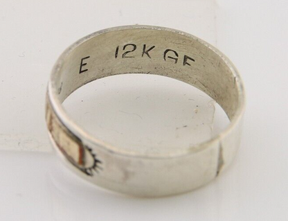 Navajo Handmade Ring 925 Silver & Gold Artist Signed E C.80's
