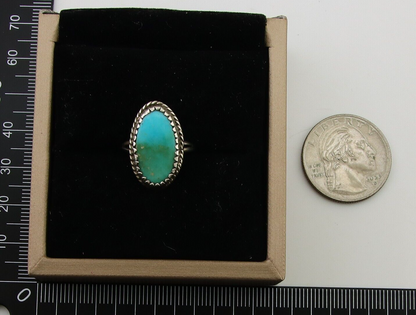 Navajo Ring 925 Sterling Silver Natural Turquoise Native American Artist C.80's