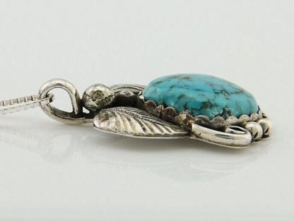 Navajo Necklace 925 Silver Natural Turquoise Native American Artist C.80's