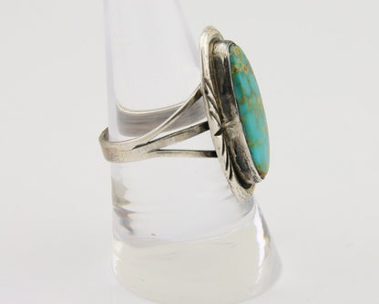 Navajo Ring 925 Silver Nevada Blue Turquoise Signed MC C.80's