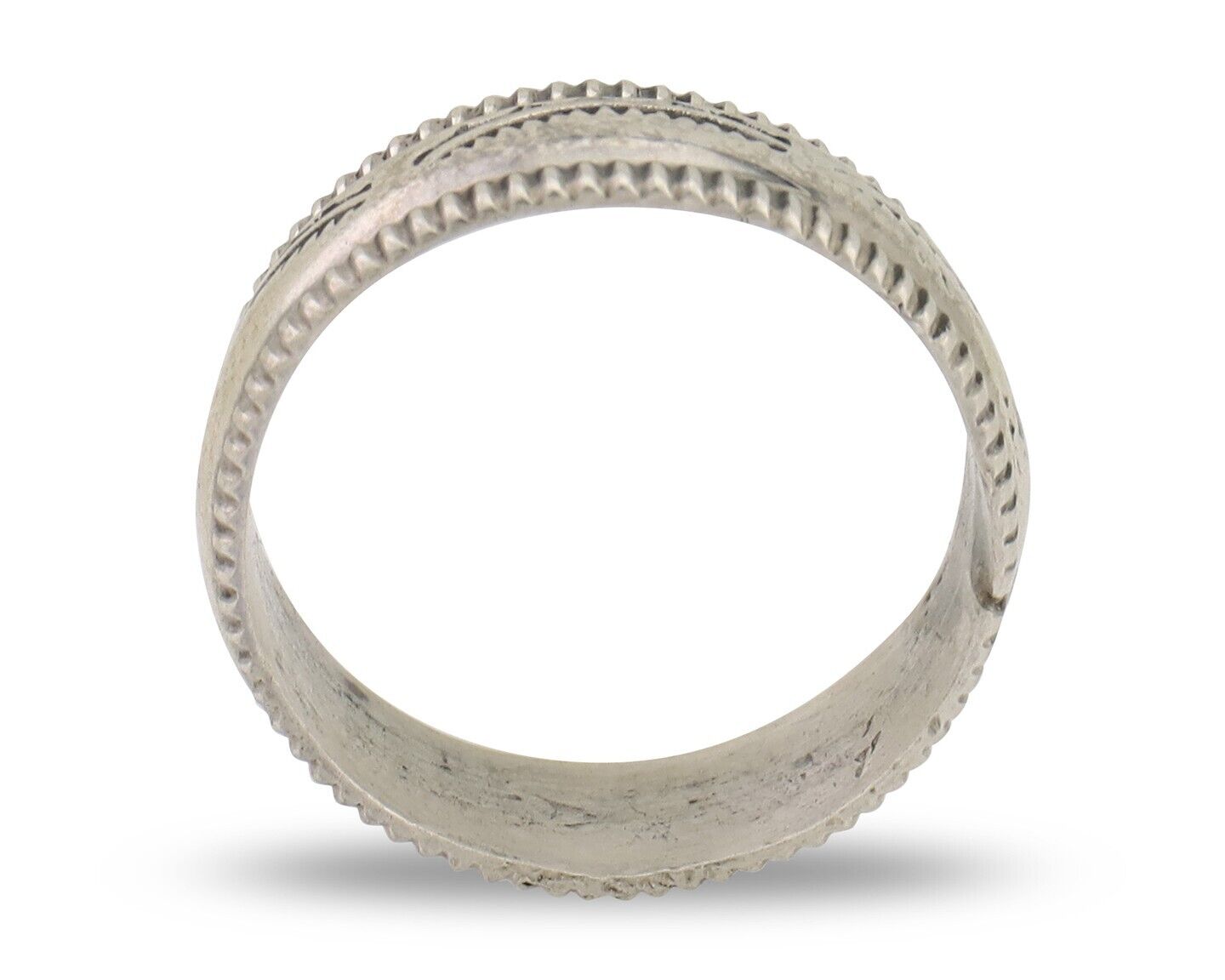 Navajo Hand Stamped Band 925 Silver 6.0 mm Native Artist Size 5.75 C.80's