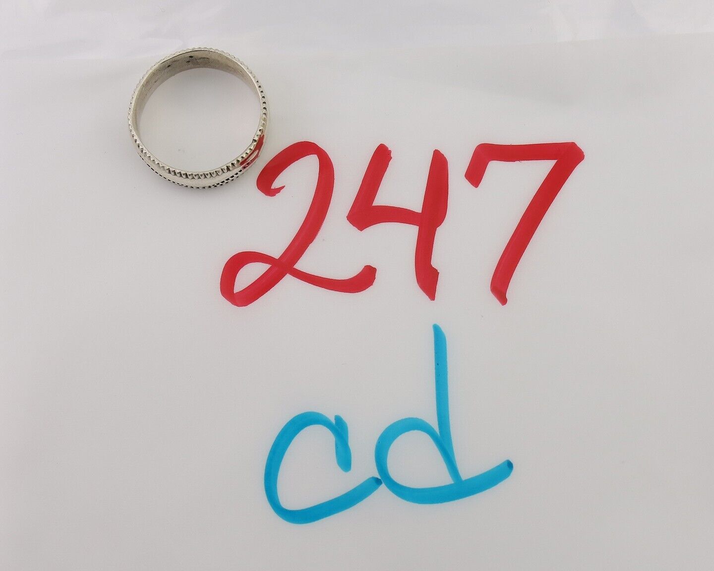 Navajo Hand Stamped Band 925 Silver 6.0 mm Native Artist Size 5.75 C.80's