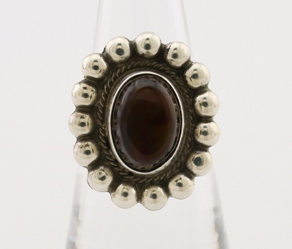 Navajo Handmade Ring 925 Silver Natural Fire Opal Native Artist Size 6.75 C.80's