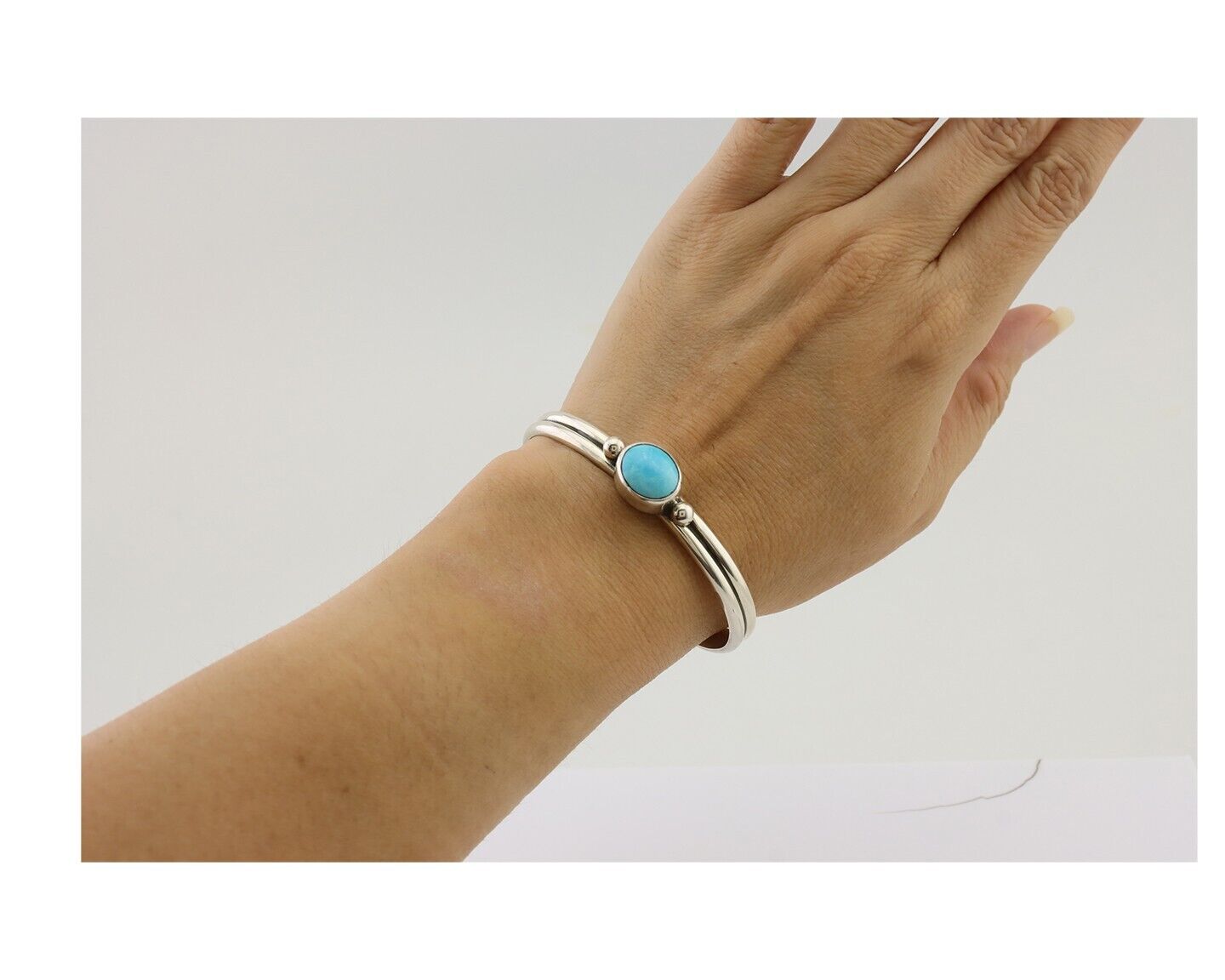 Navajo Cuff Bracelet 925 Silver Natural Blue Turquoise Native American C.80's