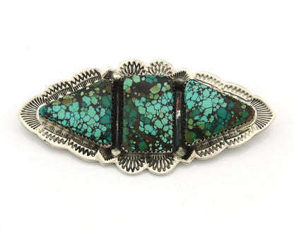 Navajo Handmade Pin Sterling Silver Turquoise Vintage Artist Signed GB