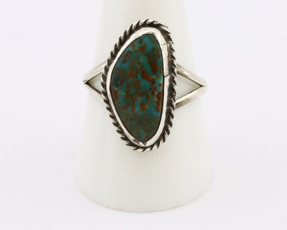 Navajo Ring 925 Silver Natural Turquoise Artist Signed Rabbit Stick C.80's