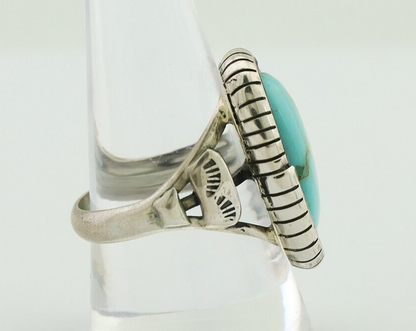 Navajo Handmade Ring 925 Silver Natural Turquoise Signed M Montoya C.80's