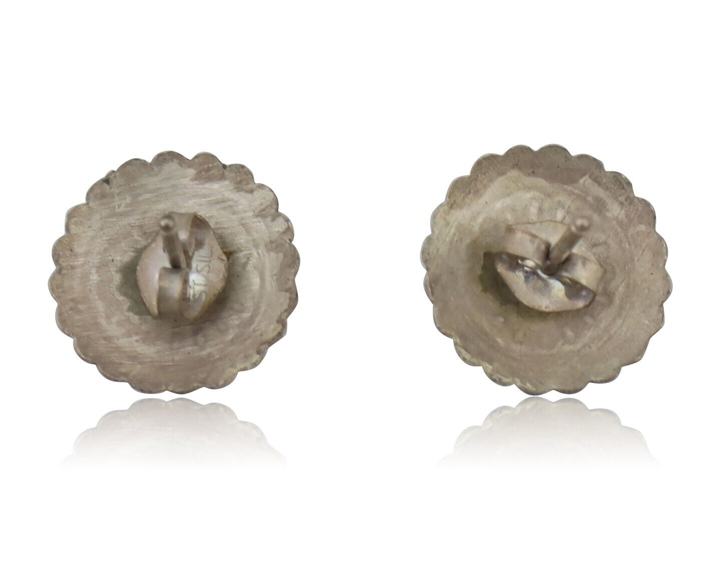 Navajo Small Shield Earrings 925 Silver Native American Artist C.80's