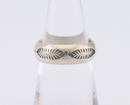 Navajo Hand Stamped Band 925 Silver 6.0 mm Signed Larry Chavez Size 5.75 C.80's