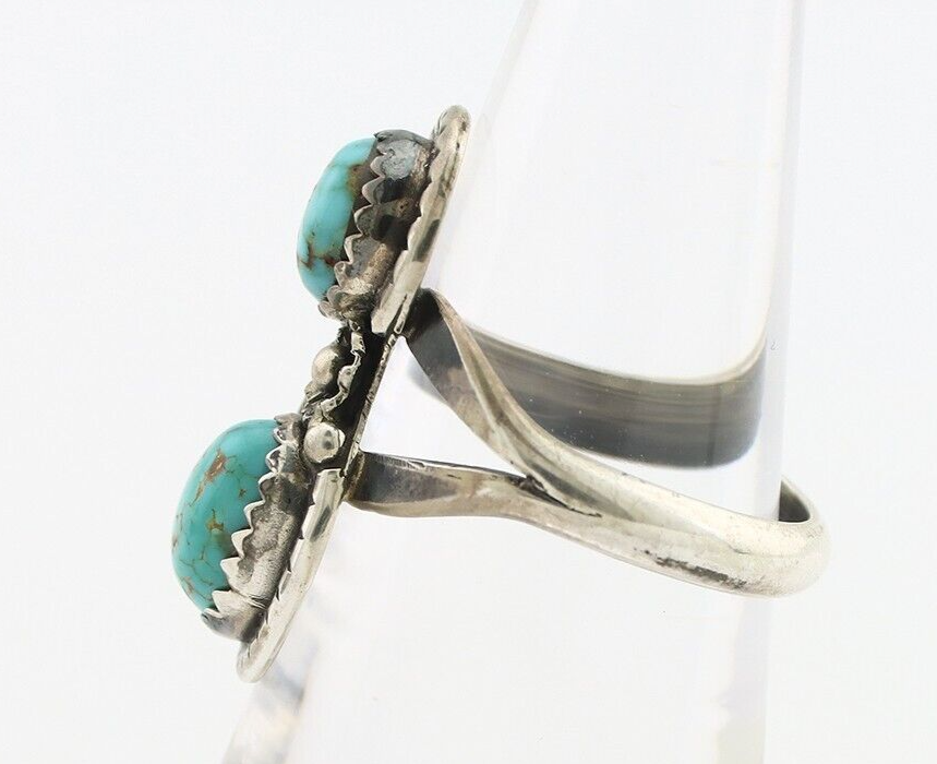 Navajo Ring 925 Silver Natural AAA Blue Spiderweb Turquoise Tom Willeto C.80's