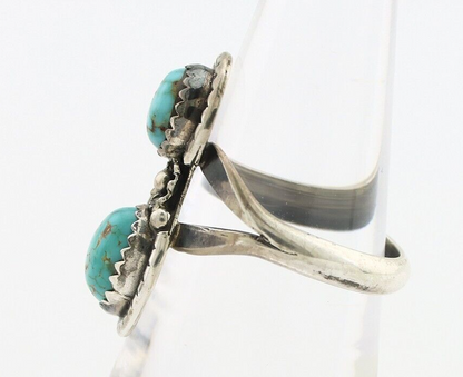 Navajo Ring 925 Silver Natural AAA Blue Spiderweb Turquoise Tom Willeto C.80's