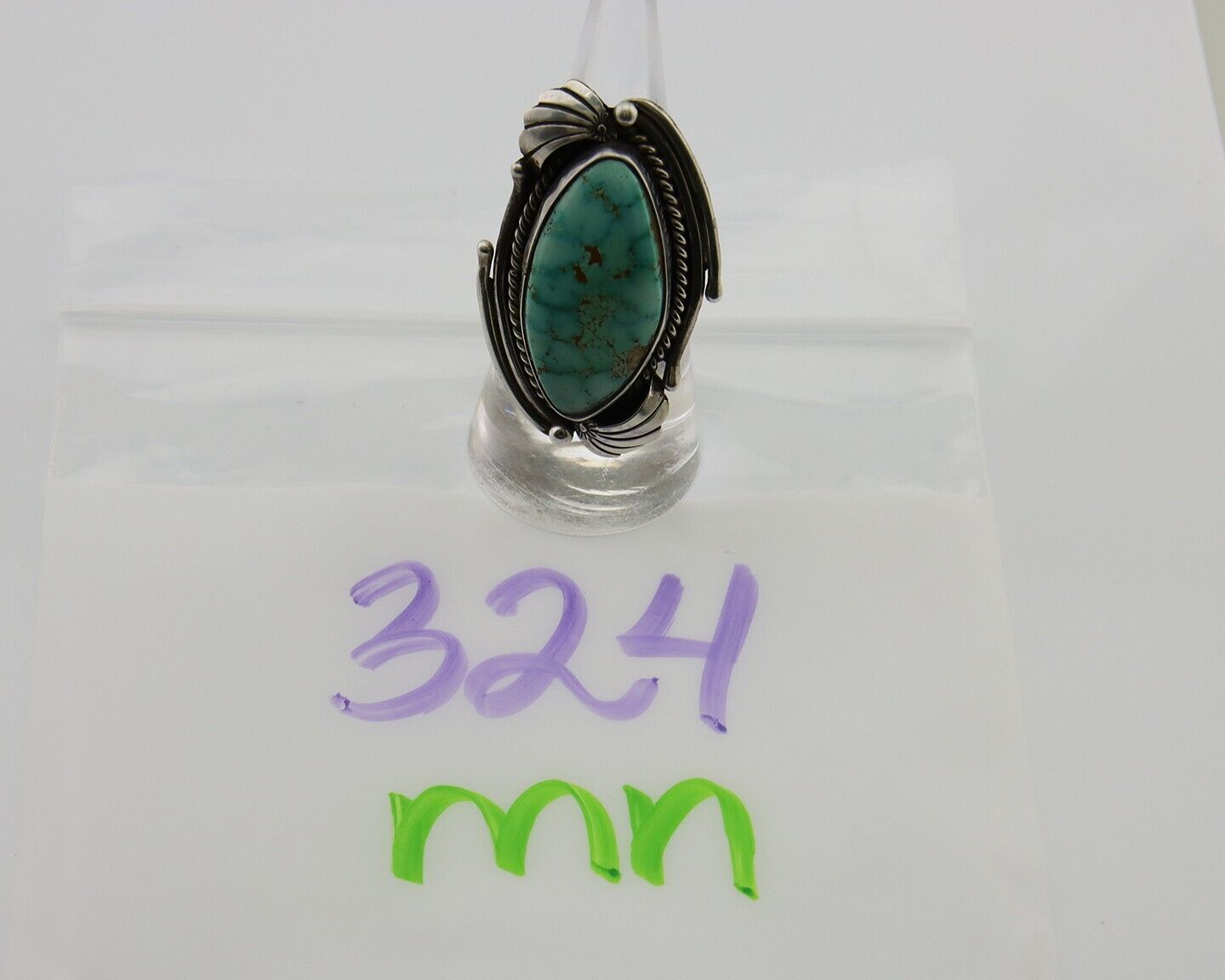 Navajo Ring 925 Silver Turquoise Artist Signed MC C.80's
