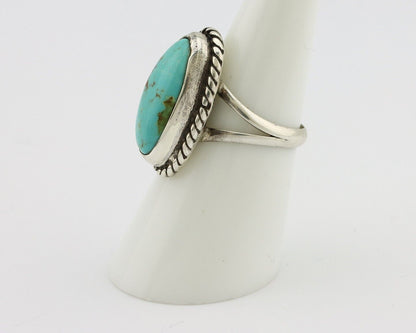 Navajo Ring 925 Silver Kingman Turquoise Native American Artist C.80's