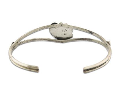 Vintage Navajo Bracelet 925 Silver Turquoise Tranditional Handmade Signed CY