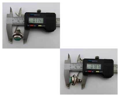 Navajo Tie Tack 925 Silver Natural Mined Turquoise Native American Artist C.80's