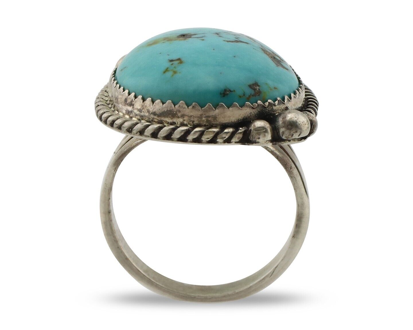 Navajo Ring 925 Silver Blue Turquoise Native American Artist C.80's