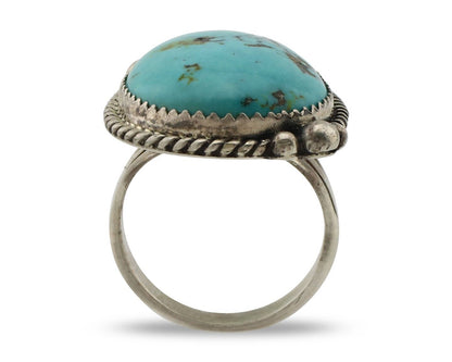 Navajo Ring 925 Silver Blue Turquoise Native American Artist C.80's