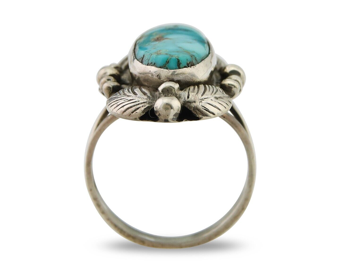 Navajo Ring .925 Sterling Blue Turquoise Artist Signed GR C.80's