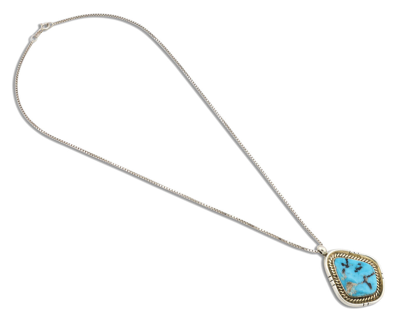 Navajo Necklace 925 Silver Blue Gem Turquoise Native Artist Signed DZ C.80's