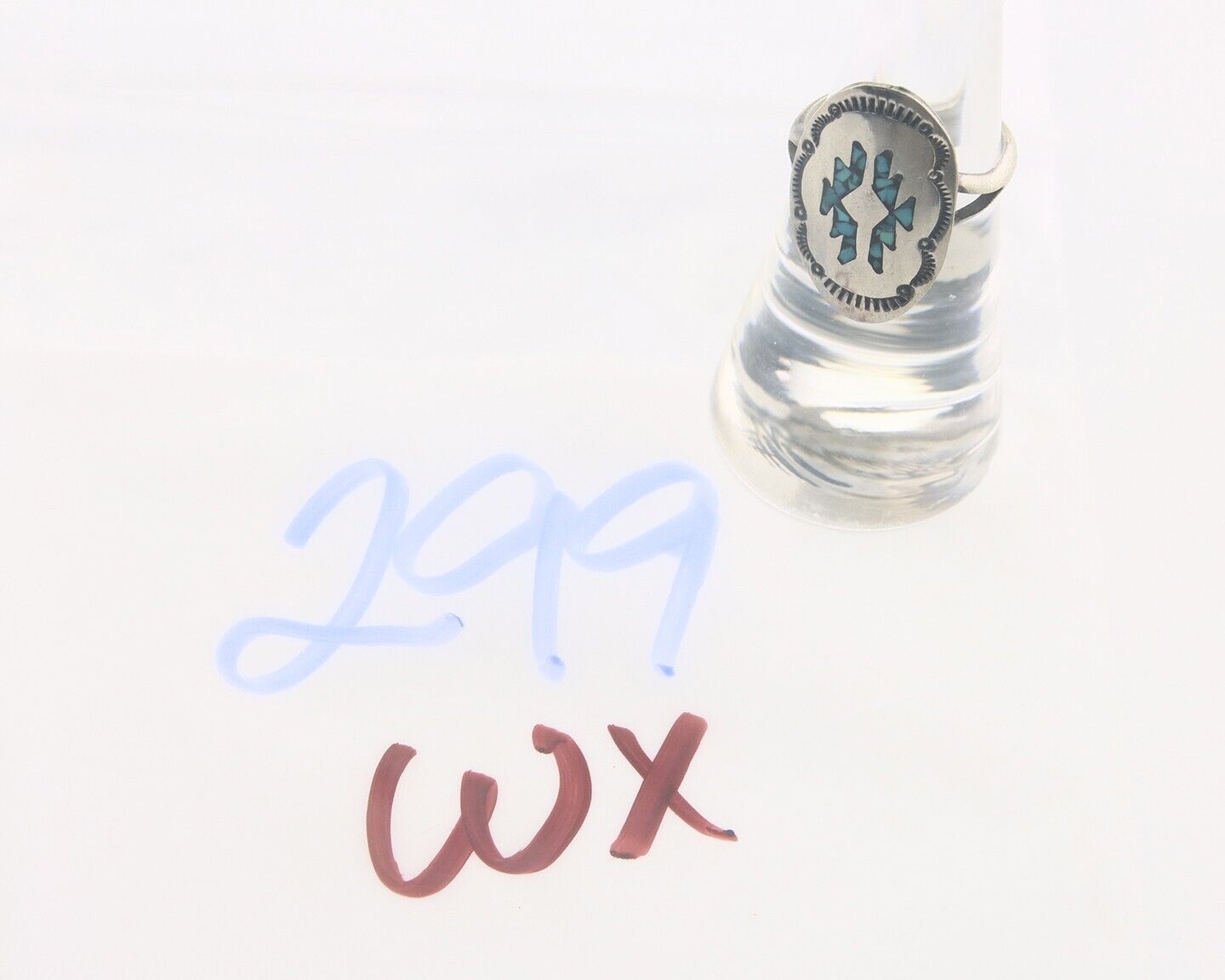 Navajo Ring 925 Sterling Natural Chip Inlay Turquoise C.80's Size 5.75