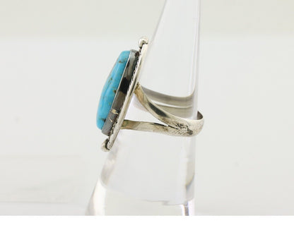 Navajo Turquoise Ring 925 Silver Handmade Native American Artist C.80's