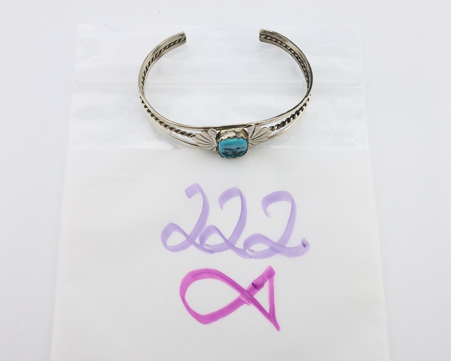 Navajo Bracelet 925 Silver Sleeping Beauty Turquoise Artist Signed LT CHEE C80s